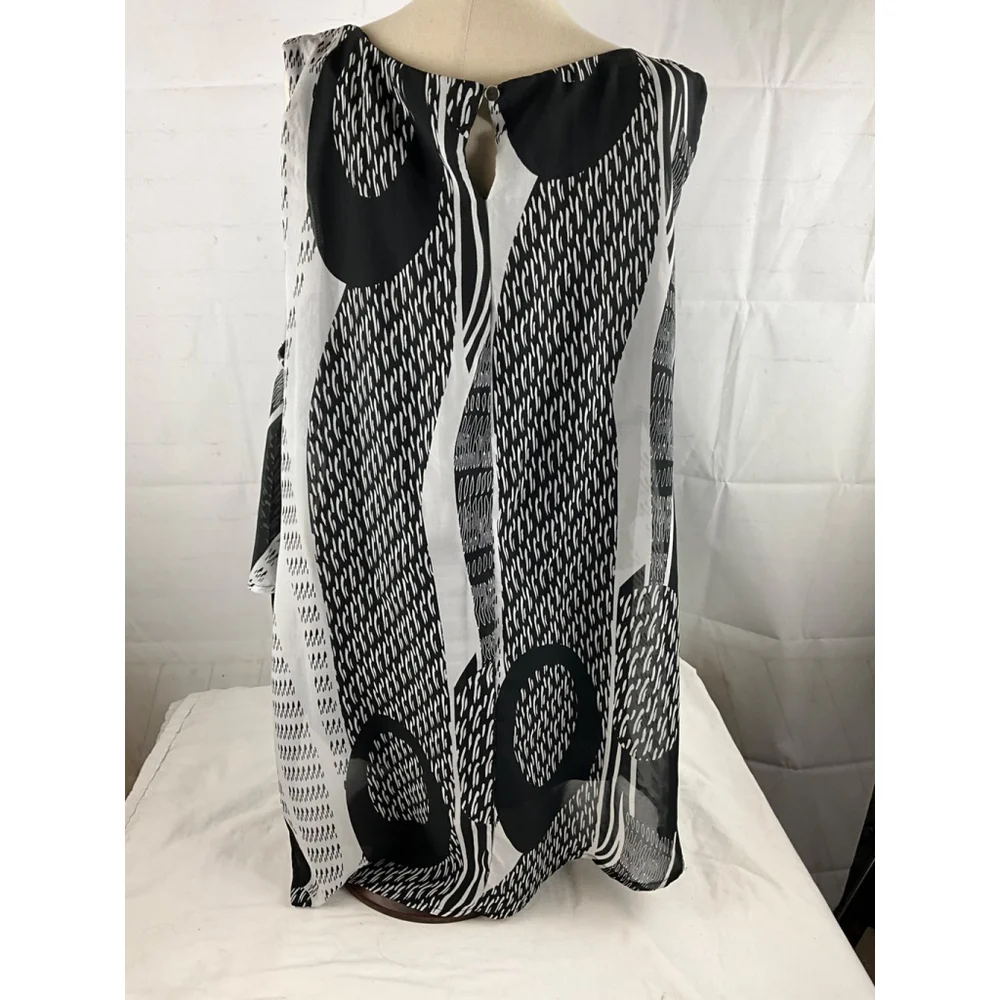 Roz & Ali Sleeveless Abstract Print Tunic Blouse Size 2X Black White Used - Picture 2 of 3